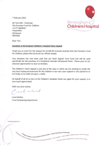 Letter from Birmingham Children's Hospital